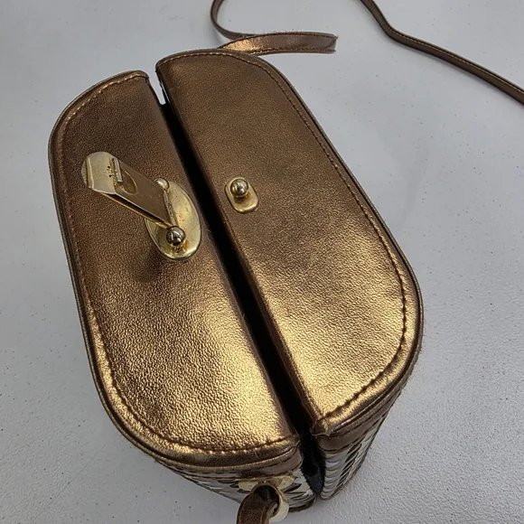 Vintage Benchmade leatherworks Inc. braided gold silver leather structured bag - Picture 9 of 12